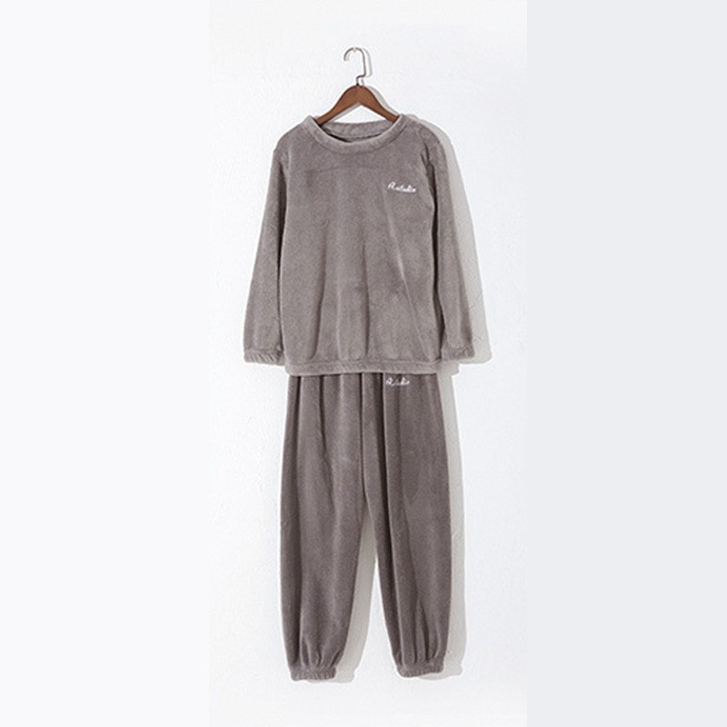 珊瑚绒睡衣女秋冬新款法兰绒可爱时尚长款家居服圆领长袖长裤套装|undefined