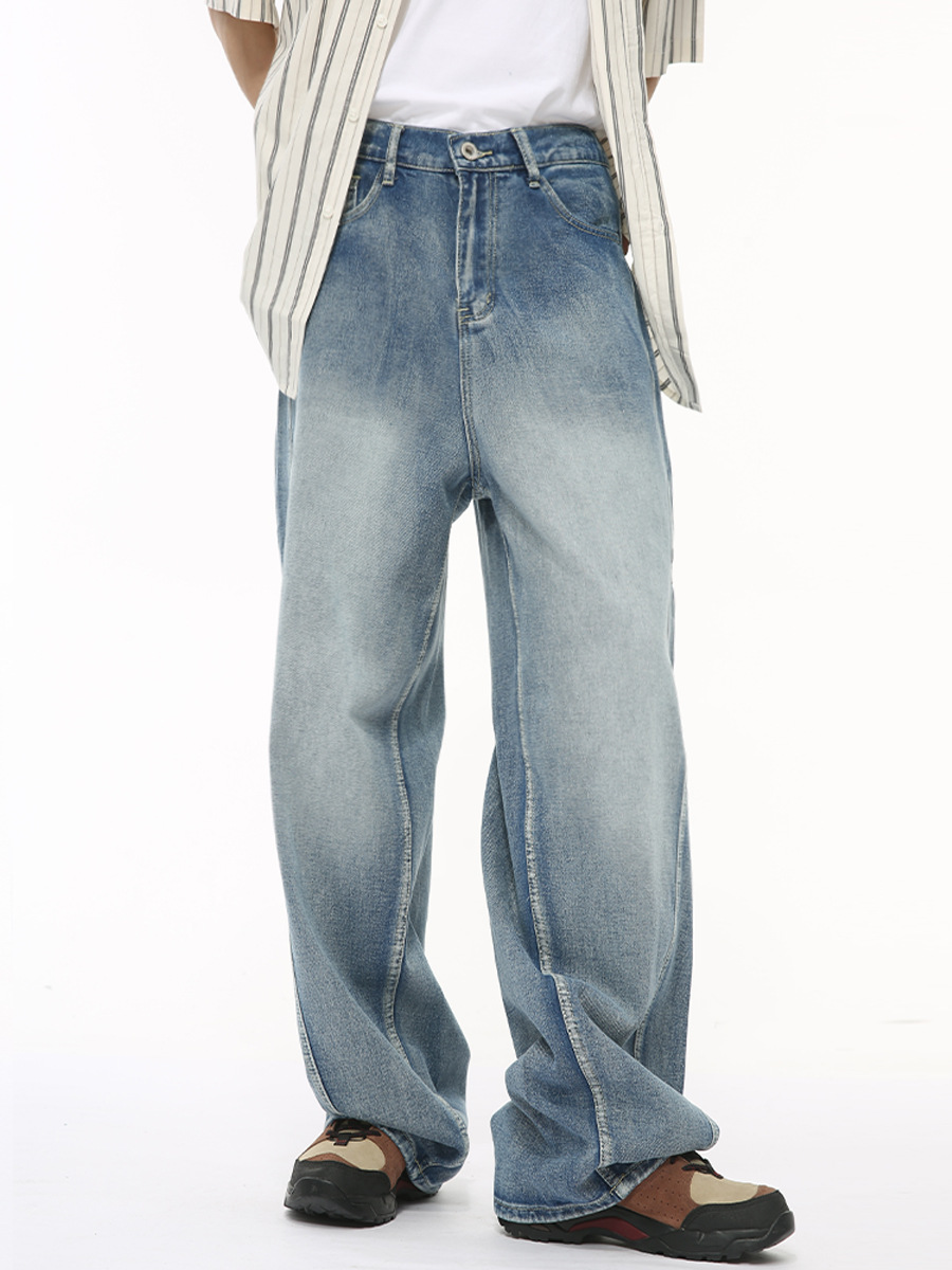 MTLCLOTHES Hombres| Nuevos productos estadounidenses multicapa empalme cimetiera estilo jeans sueltos moda hombre