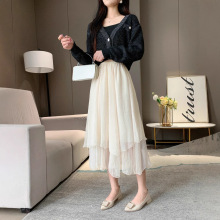 2023春季新款飘逸感暮云纱大摆半身裙长裙女