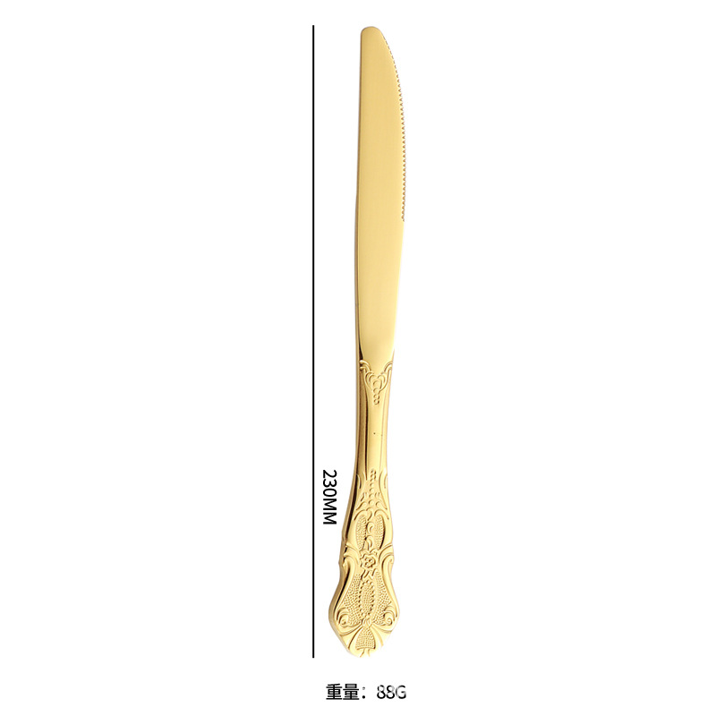 Cuchillo y tenedor de acero inoxidable en relieve de corte imperial transfronterizo Juego de vajilla de comida occidental de hotel Cuchara para mezclar Cuchara de café Cuchillo para carne