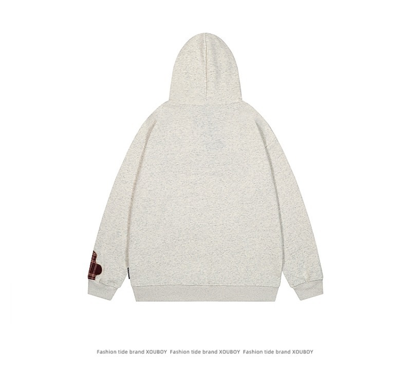 High Street Splicing Grid Pattern Hooded Sweatshirt For Men_voghion.com