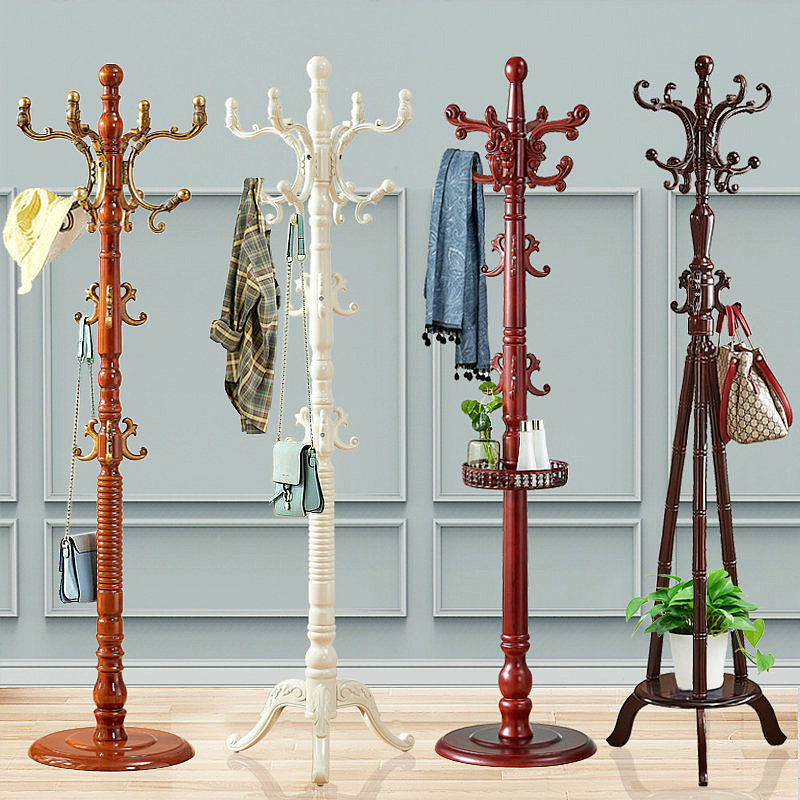 European-Style Clothes Rack Floor-Standing Bedroom Household Clothes Rack Clothes Rack Floor-Standing Solid Wood Coat Rack