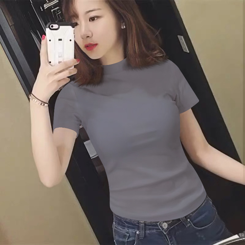 다크 그레이 하프 터틀넥 반소매