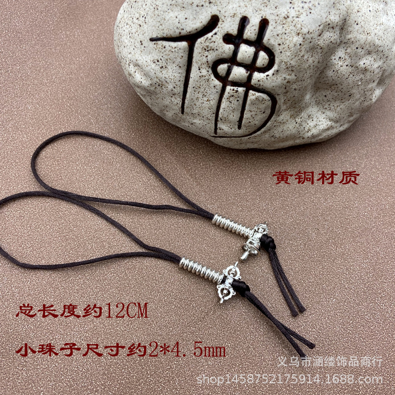 纯铜念佛珠计数器金刚杵铃杵黄铜藏式计数器菩提文玩手串配饰