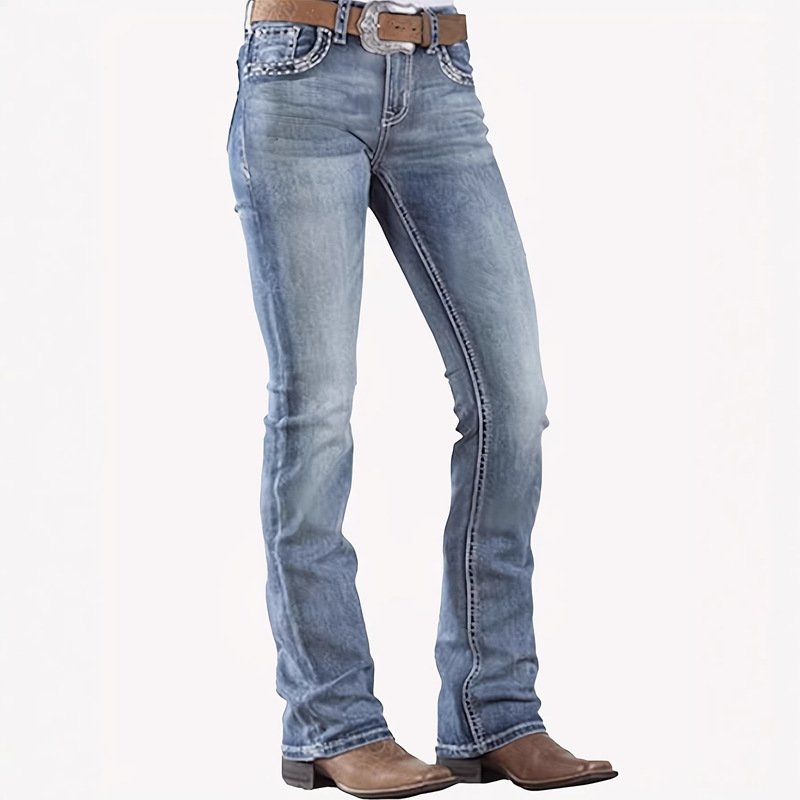 Womejeans retro slim-fit straight jeans, women's sexy curve jeans, fashionable embroidery design Womejeans retro slim-fit straight jeans, women's sexy curve jeans, fashionable embroidery design