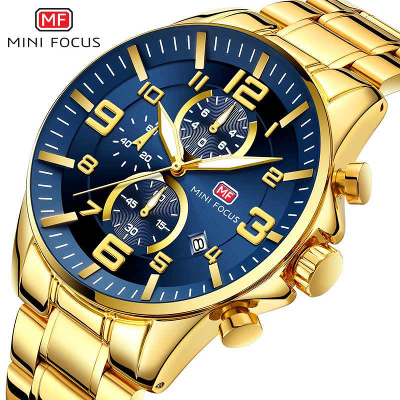 Mini Focus Gold Watch Large Dial Men's Watch Middle East Hot Model Luminous Waterproof Steel Band Men's Watch 0278g Mini Focus Gold Watch Large Dial Men's Watch Middle East Hot Model Luminous Waterproof Steel Band Men's Watch 0278g