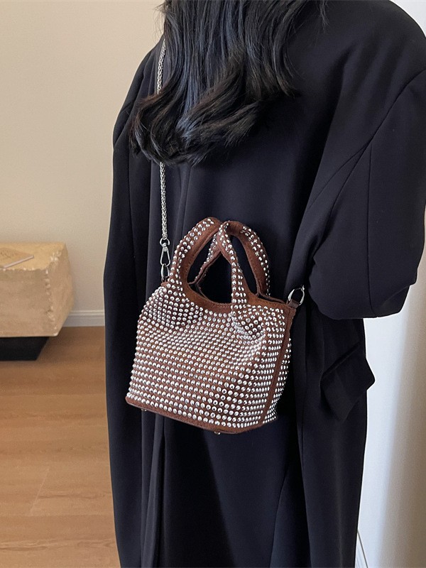 Bolso popular de este año para mujeres 2026 nuevo diseño coreano bolso de mano con diamantes de hombro bolso de cubo bolso de cadena image 4