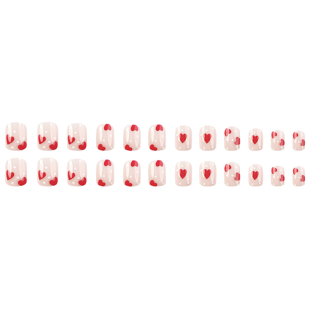 Comercio exterior polvo desnudo ondulado punto de amor manicure día de San Valentín dulce romántico desgaste de uñas 24 piezas de parche de uñas