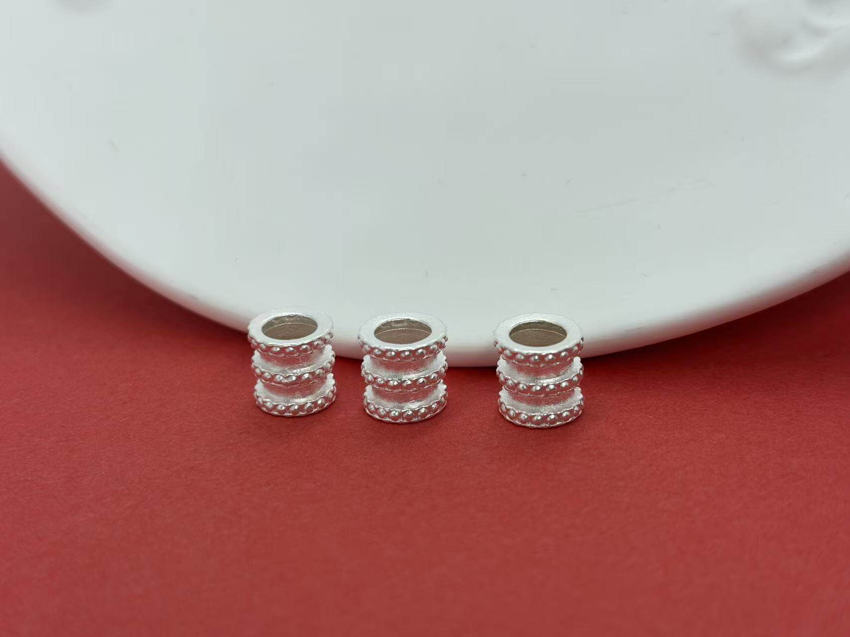 999 Pure Silver Small Waist-Shaped Fortune Beads, Pure Silver 3D Craftsmanship Loose Beads, Spacer Beads, DIY Silver Jewelry Accessories, Braided Rope Bracelet, Hand String Bracelet