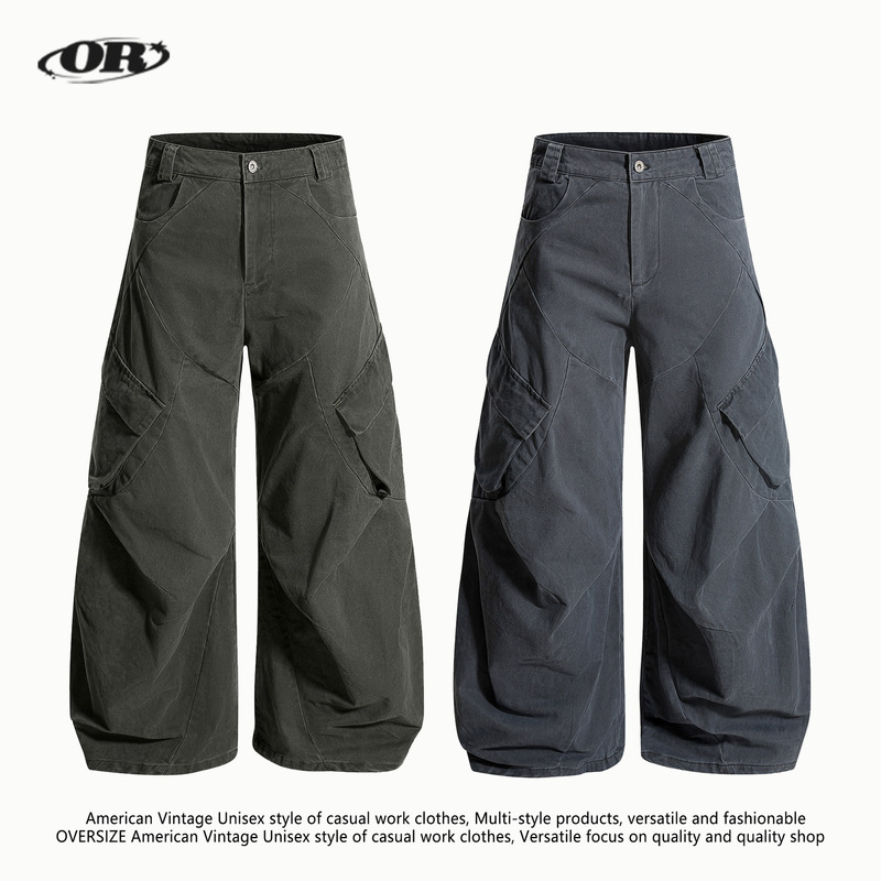 Oreeta丨American Retro Scimitar Wide-Leg Cargo Pants for Men and Women, Trendy Brand, Neutral Style, Casual Banana Pants Oreeta丨American Retro Scimitar Wide-Leg Cargo Pants for Men and Women, Trendy Brand, Neutral Style, Casual Banana Pants