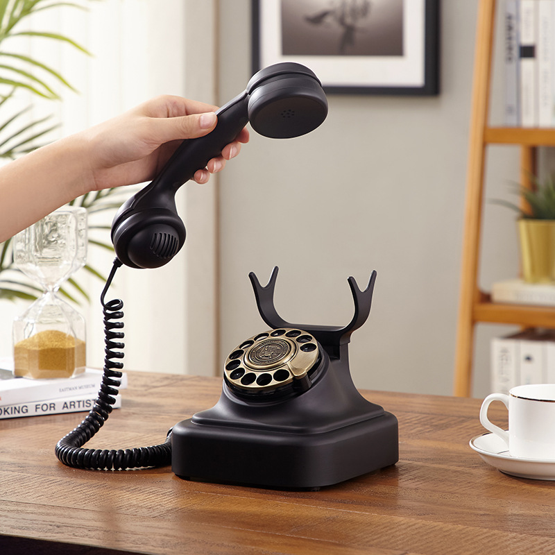 Paramount 1928 de estilo europeo antiguo teléfono retro giratorio dial teléfono fijo Hotel en casa teléfono fijo de lujo