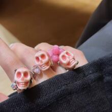 暗黑风辣妹精致手工立体骷髅头戒指女小众高级戒指叠戴指环戒潮