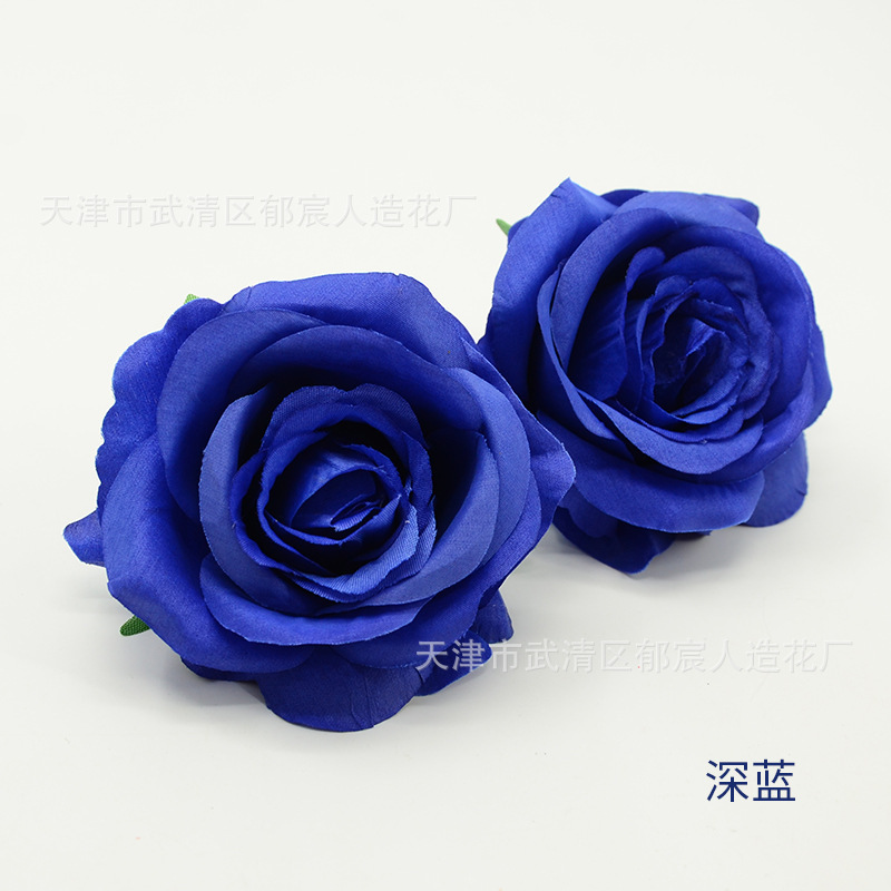 ローズ造花ハイエンドブルーフラワー結婚式の装飾偽花芯ローズヘッドローズフラワー卸売|undefined
