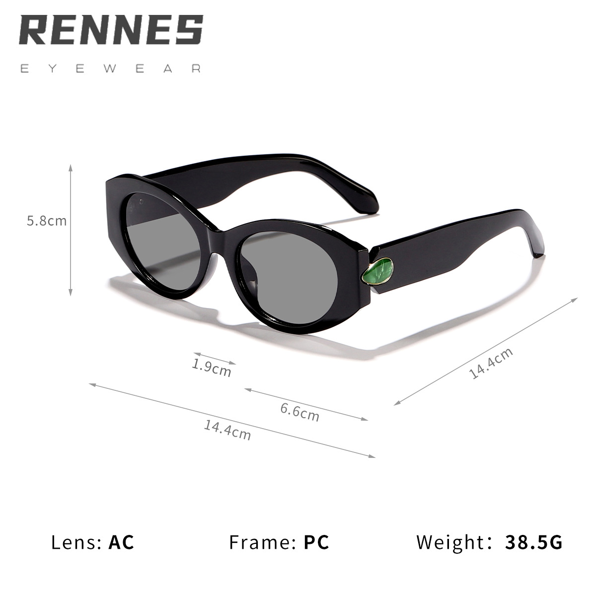 Gafas de sol de moda europeas y americanas, marco ovalado retro, accesorios de gemas, gafas de sol de pasarela de lujo ligero de alta gama para mujer