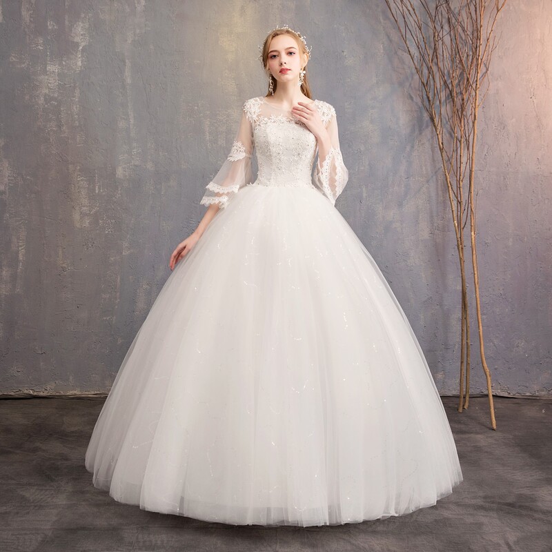 French-Style Vintage Bridal Ceremony Long Dress with Large Skirt, Wedding Gown, European and American Cross-Border Supply, Wedding Dress Wholesale