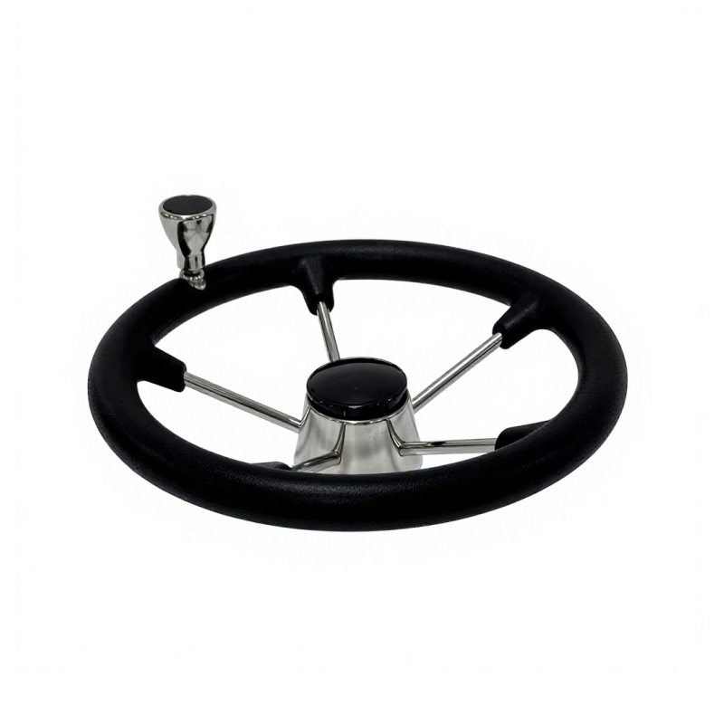 Stainless steel 304 foam grip ring with steering knob, yacht rudder wheel, PU foam anti-slip marine steering wheel