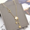 Small sophisticated golden necklace stainless steel, white zirconium, micro incrustation