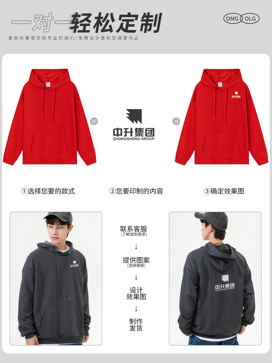 Suéter encapuchado, ropa de trabajo personalizada, logotipo impreso, logotipo de la empresa, grupo de estudiantes, fiesta de clase, camisa con sombrera de algodón