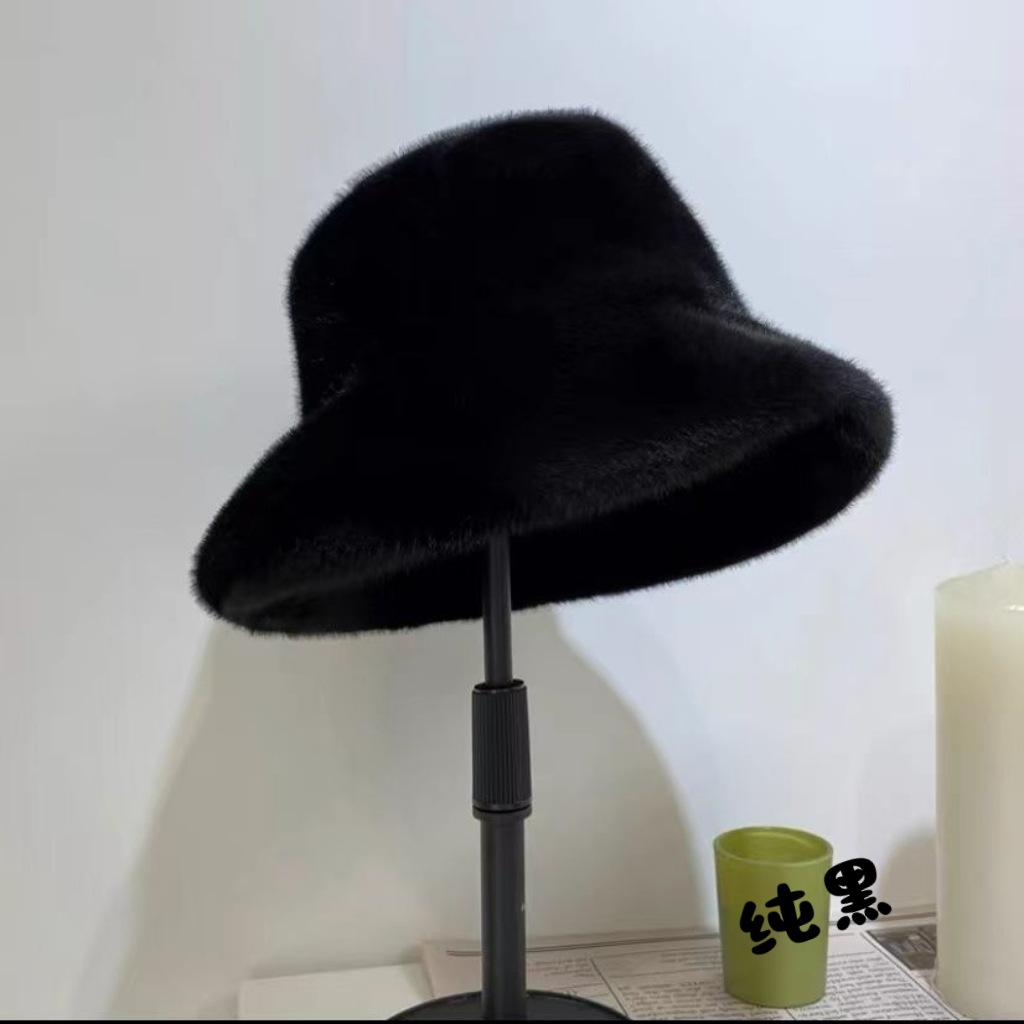 Sombrero de lana para mujeres otoño invierno frío blanco sombrero caliente sombrero noreste sombrero de cuenca sombrero protector de orejas mostrando cara pequeño sombrero de pescador peluche