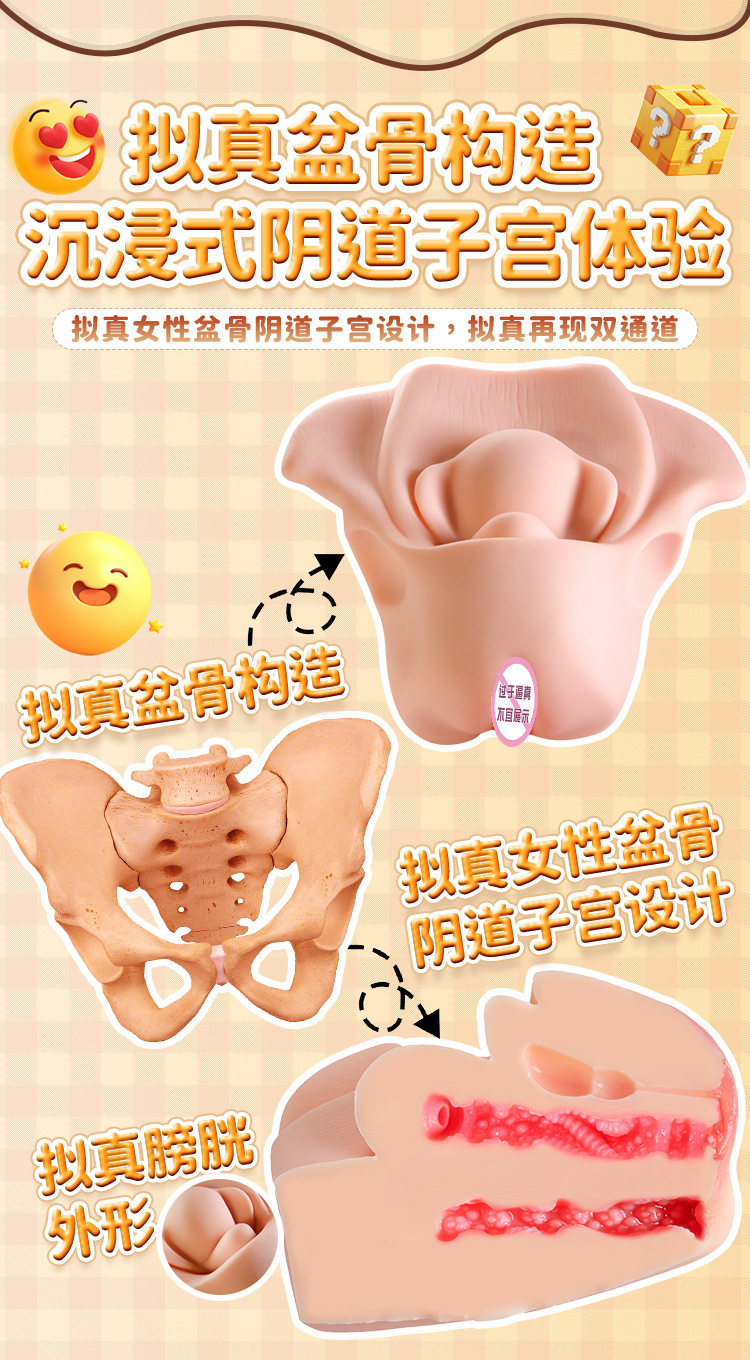 Jiuai Male Masturbator Airplane Cup with Vagina, Uterus and Buttocks Mold, TPE Manual Stimulation Device — detail image 6
