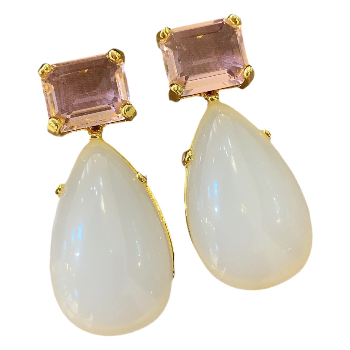 Pendientes elegantes y frescos de la serie Love Song, estilo chino vintage, pendientes de gota de agua con diamantes rosas de flor de cerezo frescos para mujer