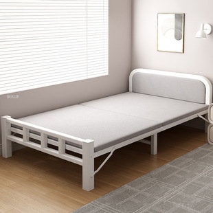 Folding Bed for Home Use, Single Person Nap Bed, Adult Simple Extra Bed, 1.2m Dormitory Portable Hard Board Double Iron Bed
