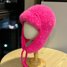 冬季帽子女户外防风保暖毛绒包头帽加绒加厚防寒雷锋帽骑行护耳帽