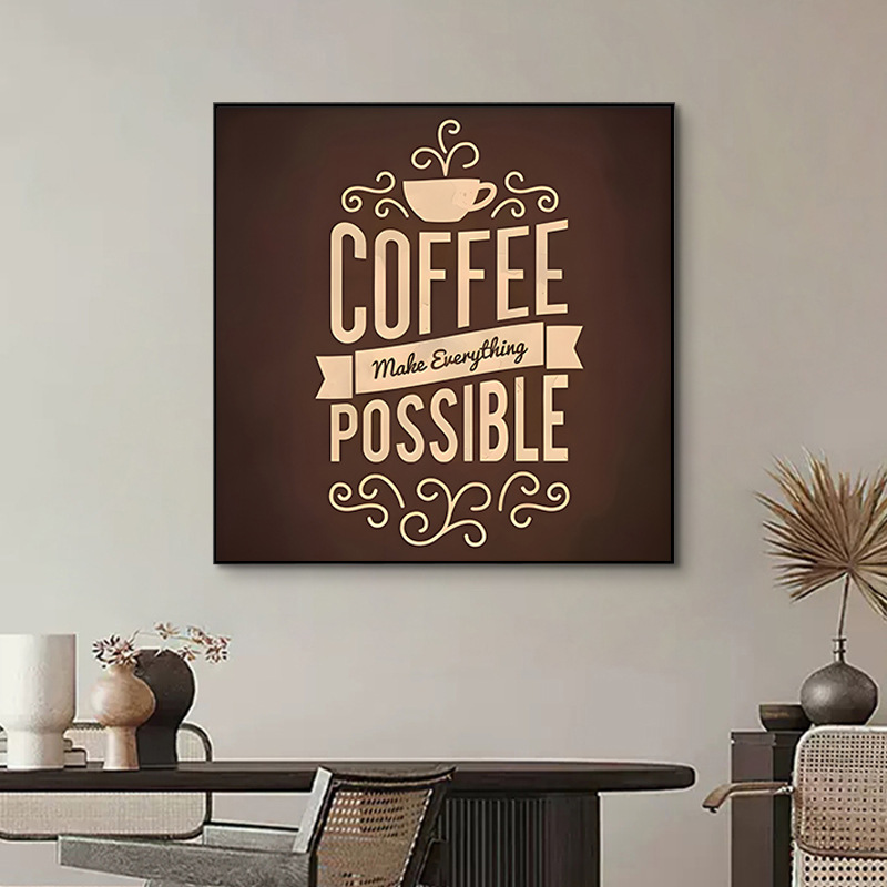 コーヒーショップロゴ-H / 40*40CM [マット/テクスチャキャンバス] + アルミニウム合金額縁