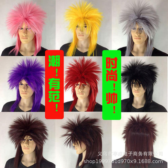 Kill Matt Wig Men's Punk Style Chicken Crown Head Non-mainstream TikTok Internet Celebrity Sand Sculpture Women's Long Straight Hair Explosive Headgear