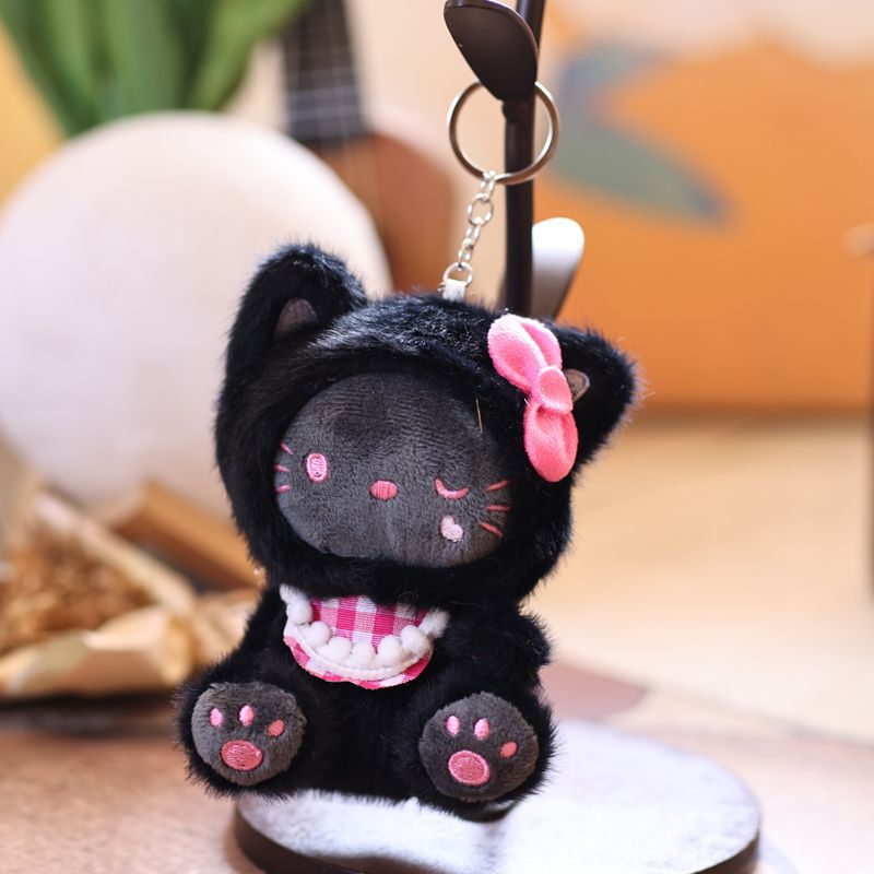 网红可爱萌kt猫挂件毛绒玩具公仔小猫咪包包挂饰钥匙扣布娃娃玩偶|undefined