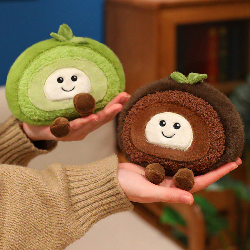 Creativo pequeño pastel de piel de tigre serie de rollo de peluche colgando suizo pequeño colgante de dibujos animados llaveros regalos para chicas