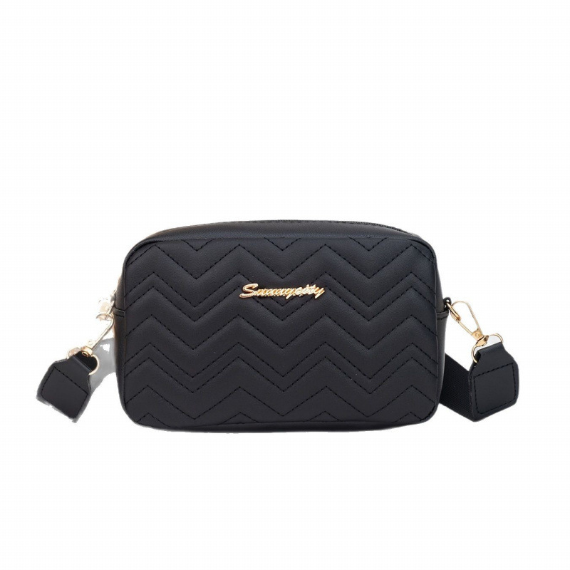 Una bolsa de hombro ondulada bordada, ancha correa de hombro, letra, bolsa de hombro simple, moda, simple, casual. image 5