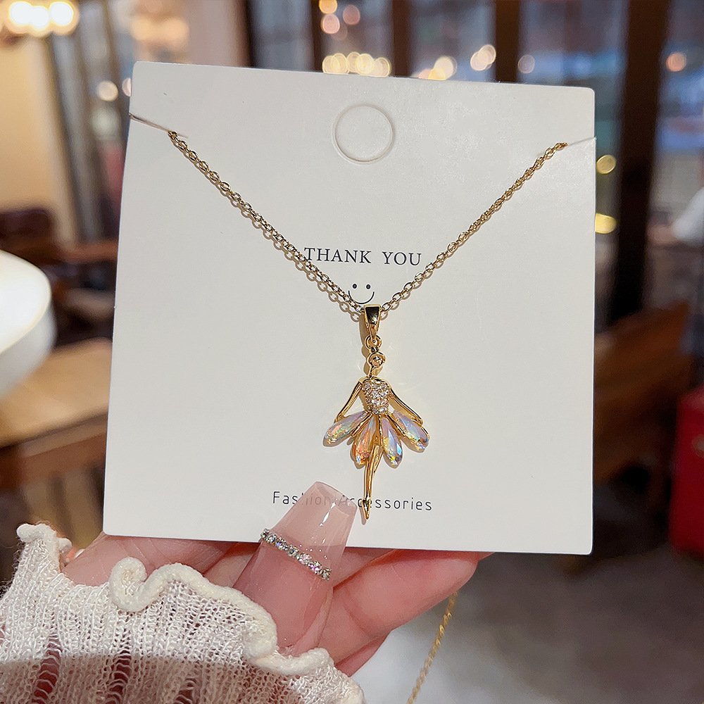 Pendant Necklace Classification 304 Stainless Steel Chain Material cable chain Chain Type Wholesale Jewelry Elegant Cartoon Character Titanium Steel Copper Artificial Diamond Inlay Pendant Necklace
