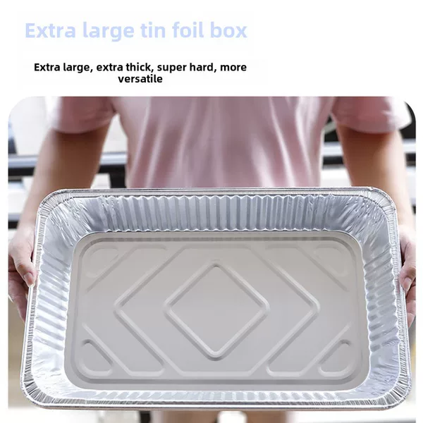 Large Oversized Thickened Square Tin Paper Box Barbecue Crayfish Paper Bag Fish Grilled Fish Disposable Takeaway Large Meal Box