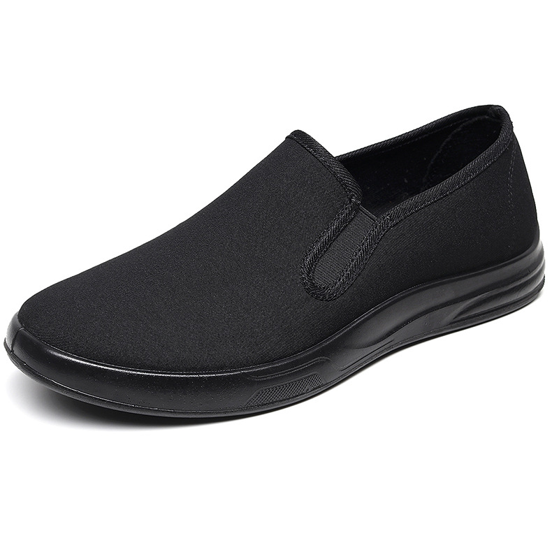 Autumn casual black textile low solid color shoes