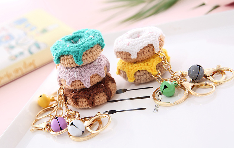 Cute Sweet Donuts Yarn Knitting Keychain display picture 2