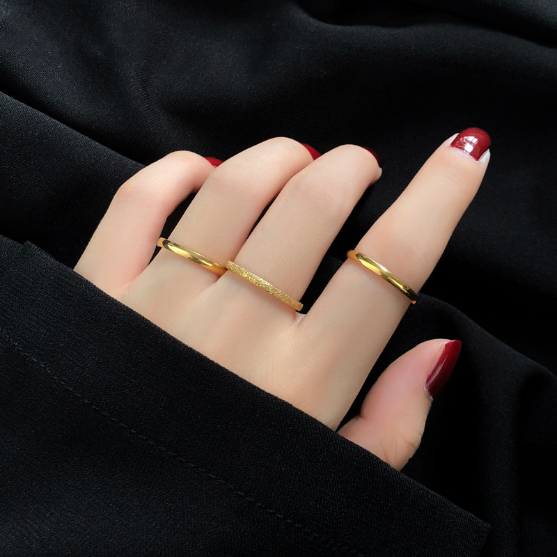 11g Weight 18K Gold Plated Plating Material Rings Classification 6, 8, 9 Ring Size 1 Set Quantity Simple Style Solid Color Titanium Steel Plating 18k Gold Plated Rings