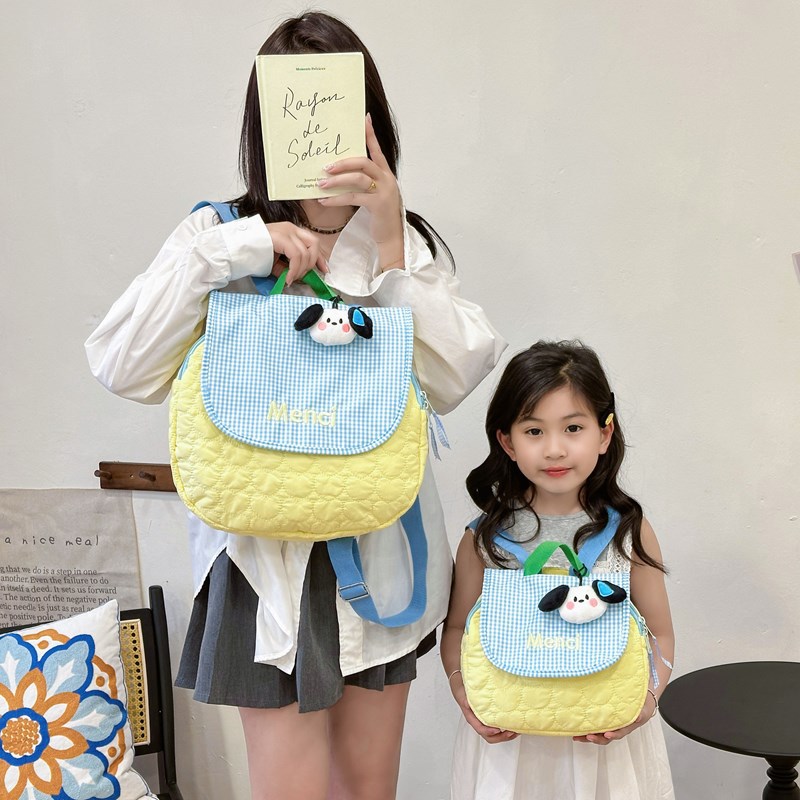 Jardín de infantes bolsas escolares coreanas lindas perros colgantes mochila para padres e hijos nueva mochila infantil de gran capacidad