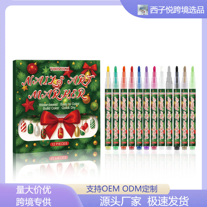 Torvikx Christmas DIY Nail Art Graffiti Pen Nail Outline Painting Holiday Color Holding Color Graffiti Pen