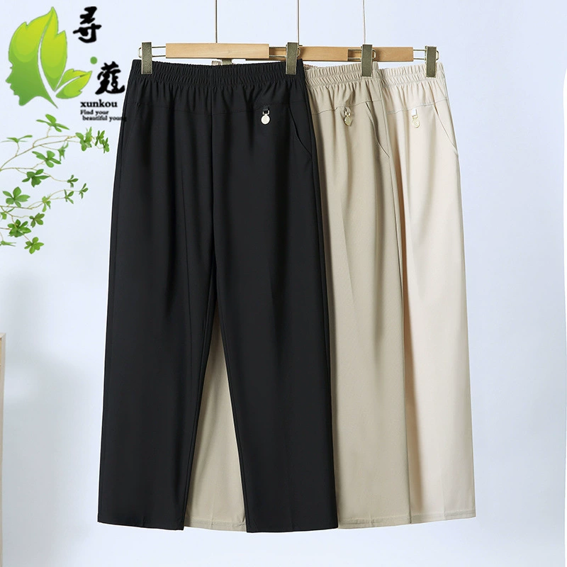 Летние мамы женские брюки женские повседневные средние и старые женские брюки модные средние и летние женские летние платья тонкие укороченные брюки