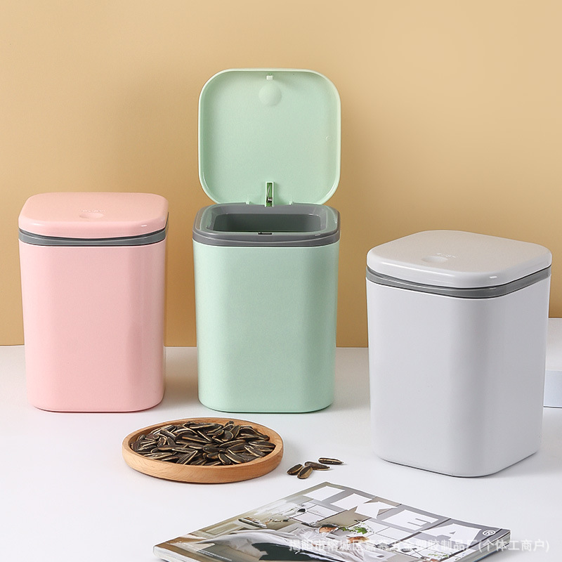 Desktop Trash Can, Office Flip-Top Trash Can, Waste Paper Basket, Household Bathroom Trash Bin, Pop-Up Lid Storage Bin Desktop Trash Can, Office Flip-Top Trash Can, Waste Paper Basket, Household Bathroom Trash Bin, Pop-Up Lid Storage Bin