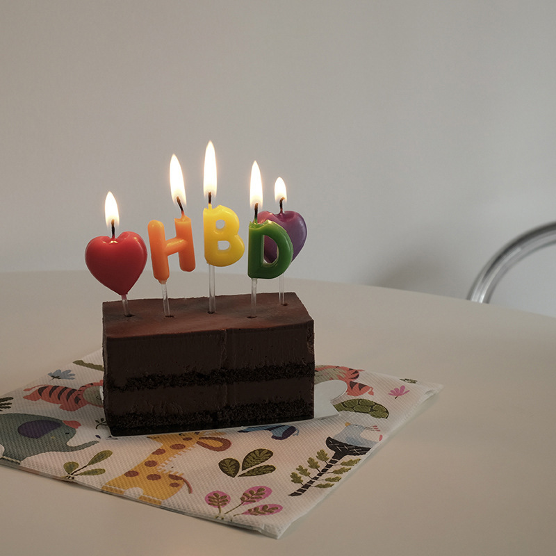 Ins Birthday Heart Candle Colorful Hbd Happy Creative Letters Baking Decoration Atmosphere Decoration Ornaments