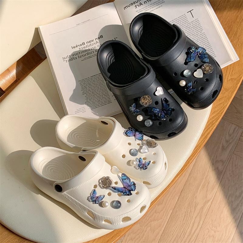 Croc Shoes Accessories DIY Dopamine Butterfly Pearl Flower Decorative Accessories Removable Shoe Flower Shoe Buckle Adaptation Wholesale