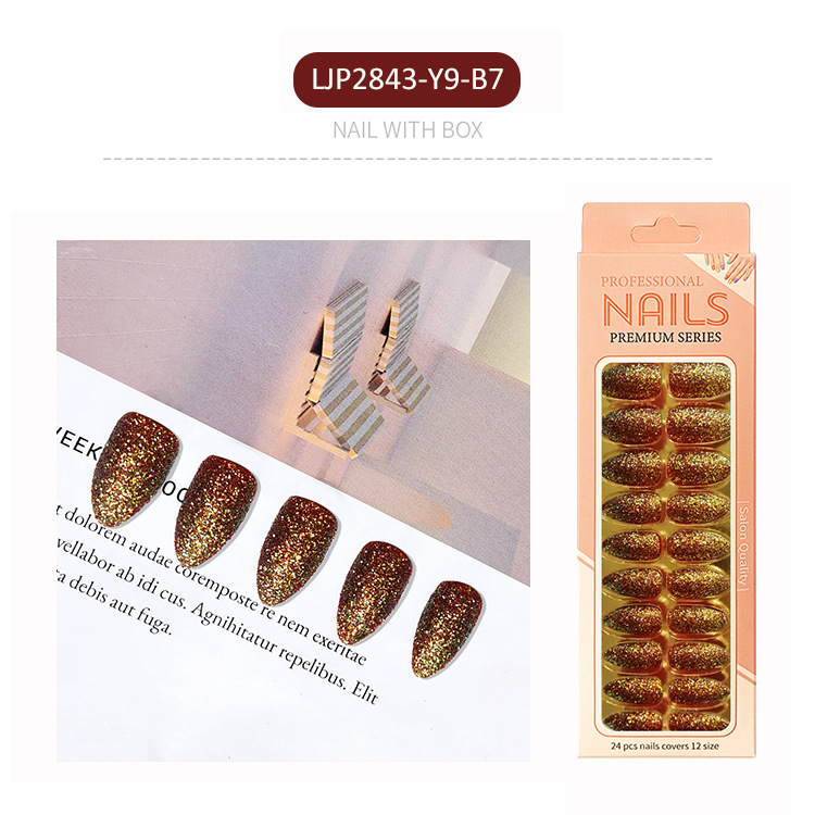 Uñas postizas largas europeas y americanas, uñas postizas puntiagudas largas, pegatinas de uñas con diseño de pico de águila, en caja, con brillo mate.