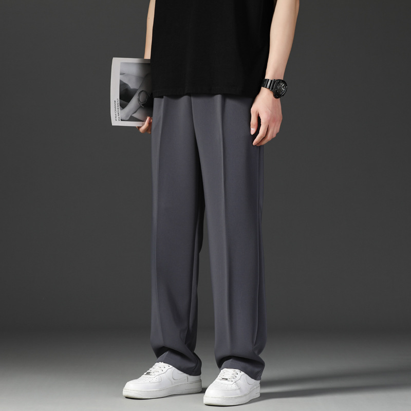 Pantalones de verano sueltos de alto nivel para hombres, pantalones de verano rectos de alta sensación de calles elásticas para hombres, piernas anchas image 9