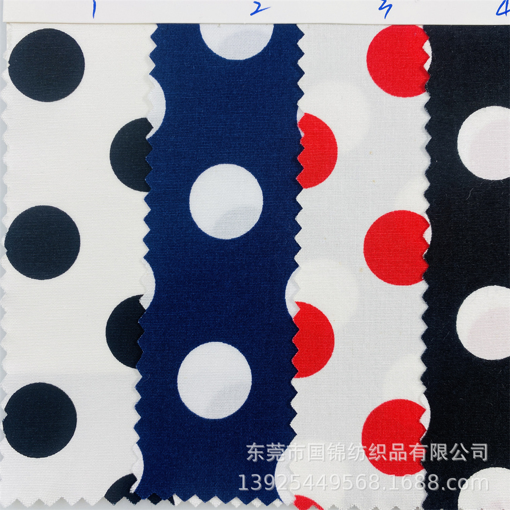 夏季弹力1.8CM波点布 40支弹力棉布印圆点  童装女装服装面料