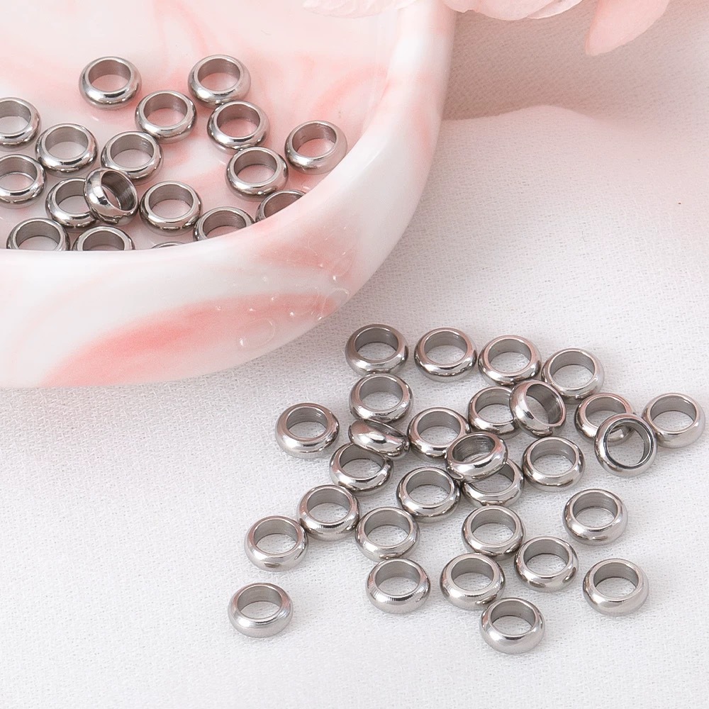 Round Pattern 100 PCS/Package Stainless Steel Round Spacer Bars DIY Ornament Accessories