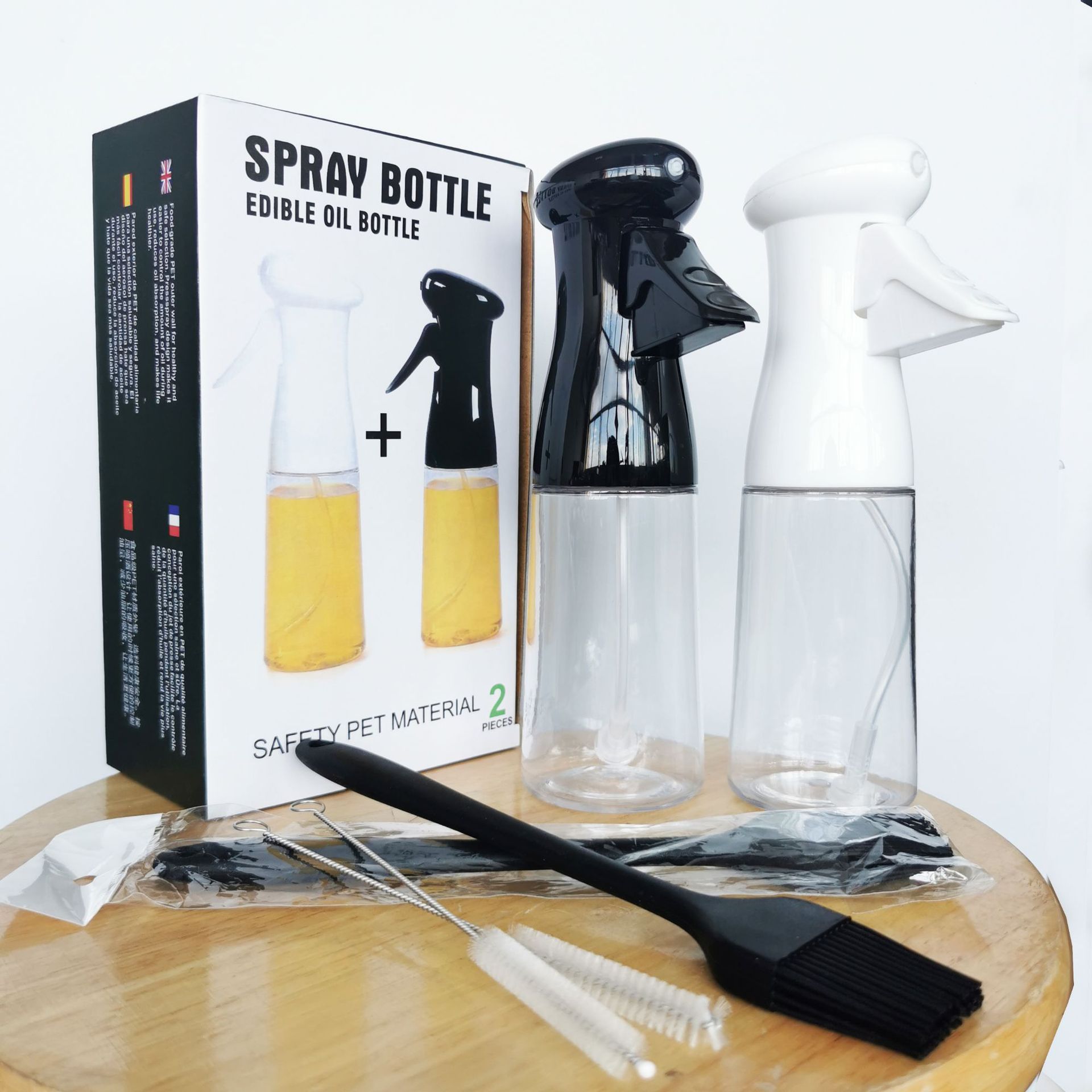 Botella de Spray de Aceite de Plástico para Cocina, para Aceite de Cocina, Aceite de Oliva, Botella de Control de Aceite de Tipo Presión, Botella de Spray de Aceite de Vidrio, Disponible en Stock