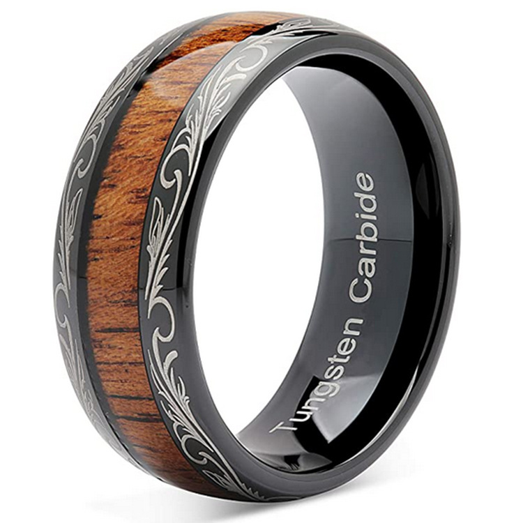 Wood Grain Tungsten Ring 2