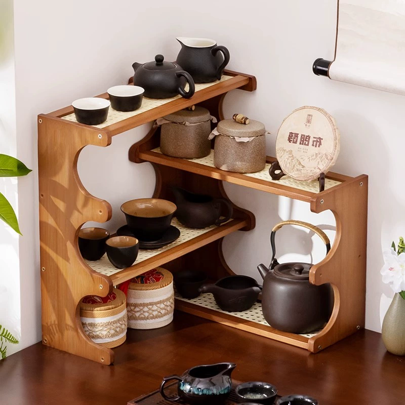 Новый настольный стеллаж в китайском стиле, стеллаж для хранения украшений, современный небольшой чайный стеллаж, стеллаж для хранения чайного сервиза, стеллаж для хранения подстаканников.